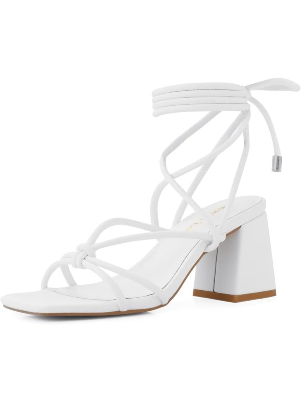 Women's White Strappy Gladiator High Heel Sandals Chunky Block Heel Open Toe